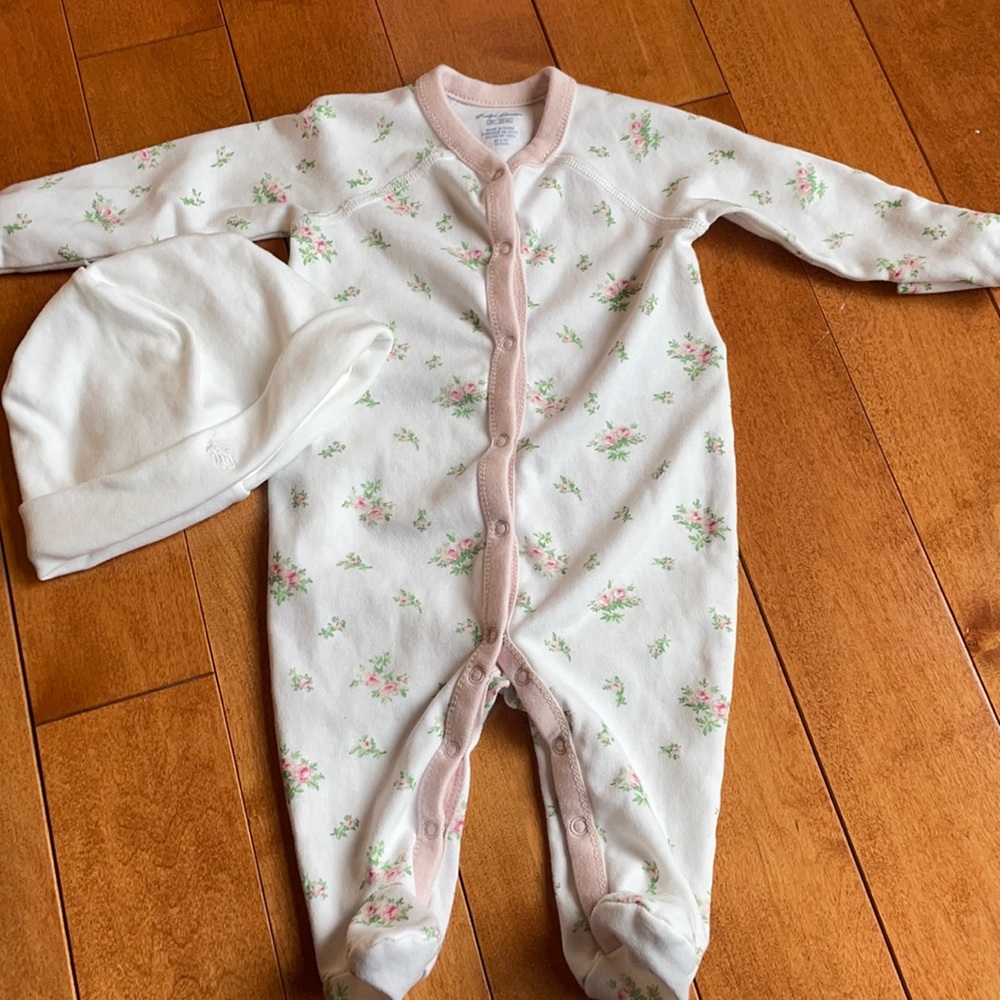 Polo Ralph Lauren baby onesie and hat